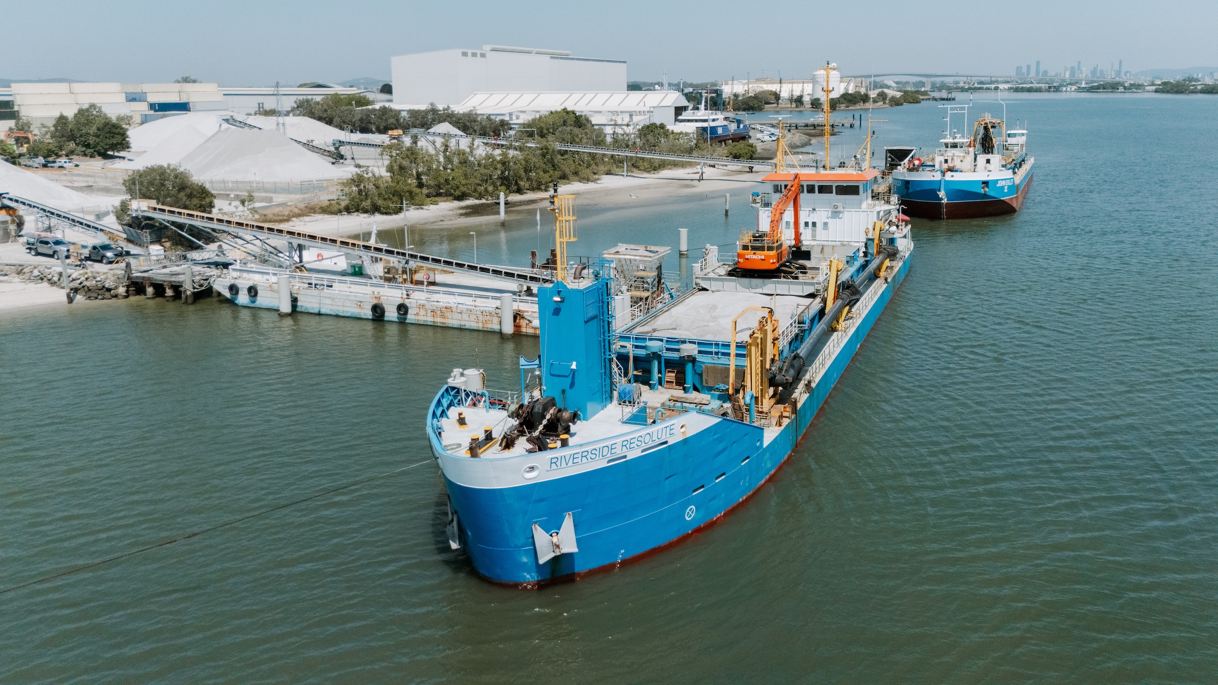 Riverside Resolute commercial vessel at Brisbane port for marine air conditioning service